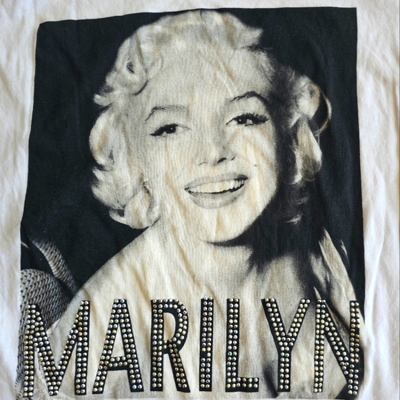 Always Me Marilyn Monroe Bling Gem Diamond Graphic Tee Shirt White Gray Black - Picture 2 of 5
